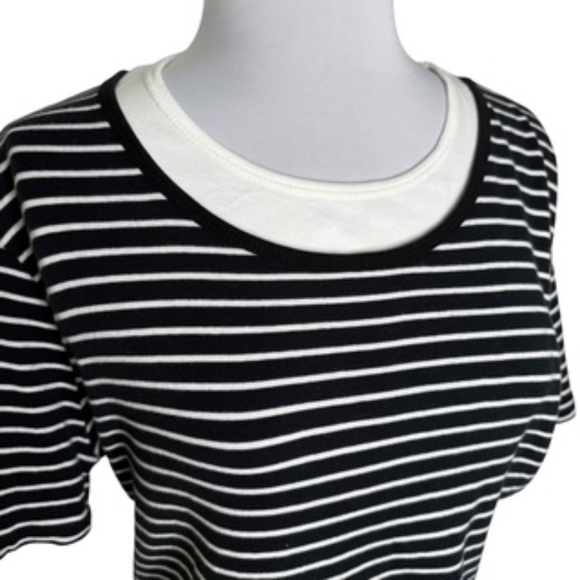 White Stag Horizontal Stripe Faux Undershirt Short Sleeve Tee Size XL (16-18) - Picture 2 of 7